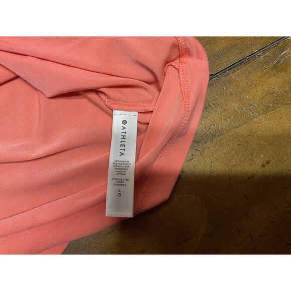Athleta Stratus II Tee T-Shirt Size Large Scoop Neck Relaxed Fit Casual Pink - Picture 7 of 10